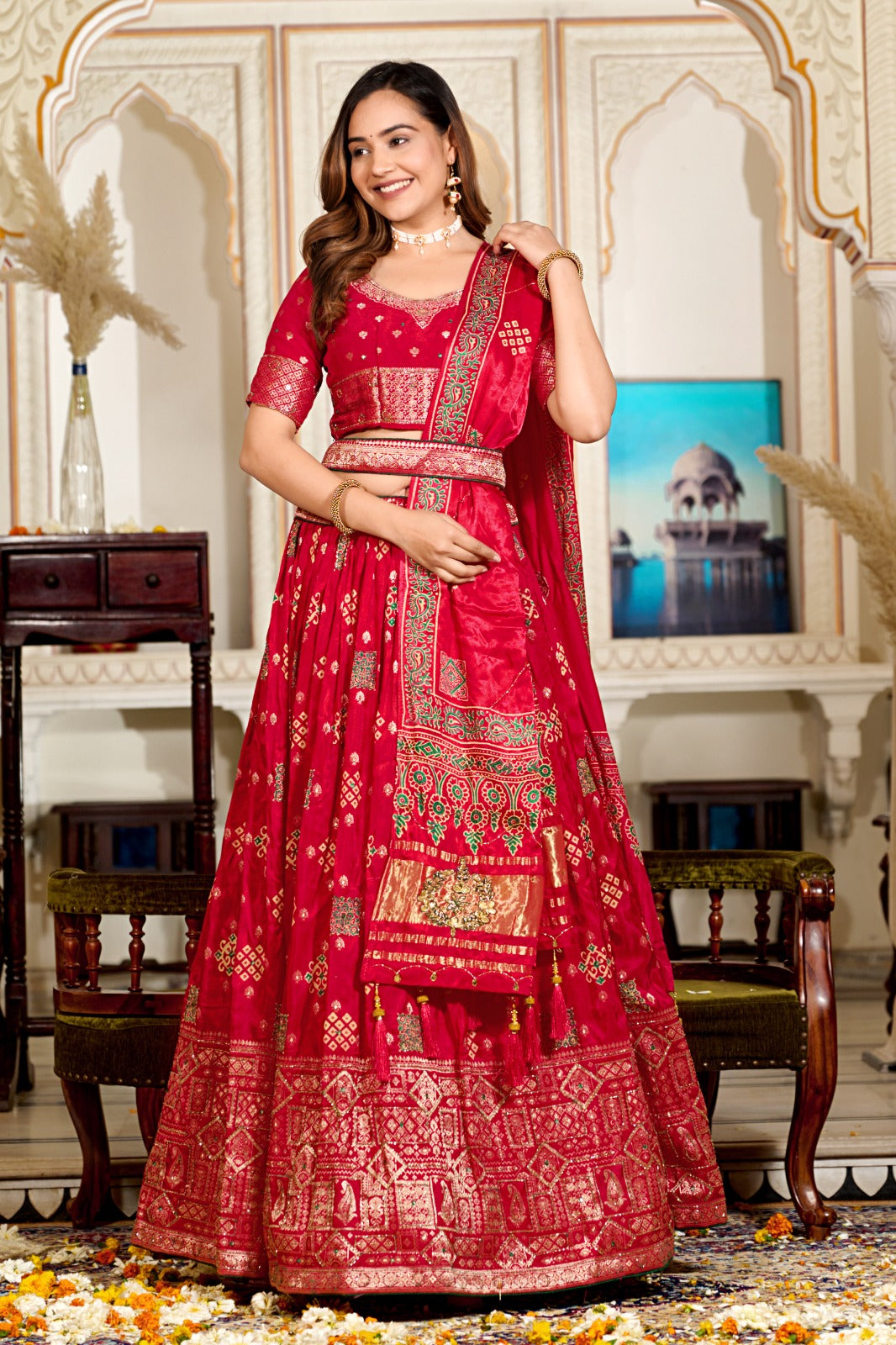 Pure ajarakh print lehnga  bridal chaniya choli