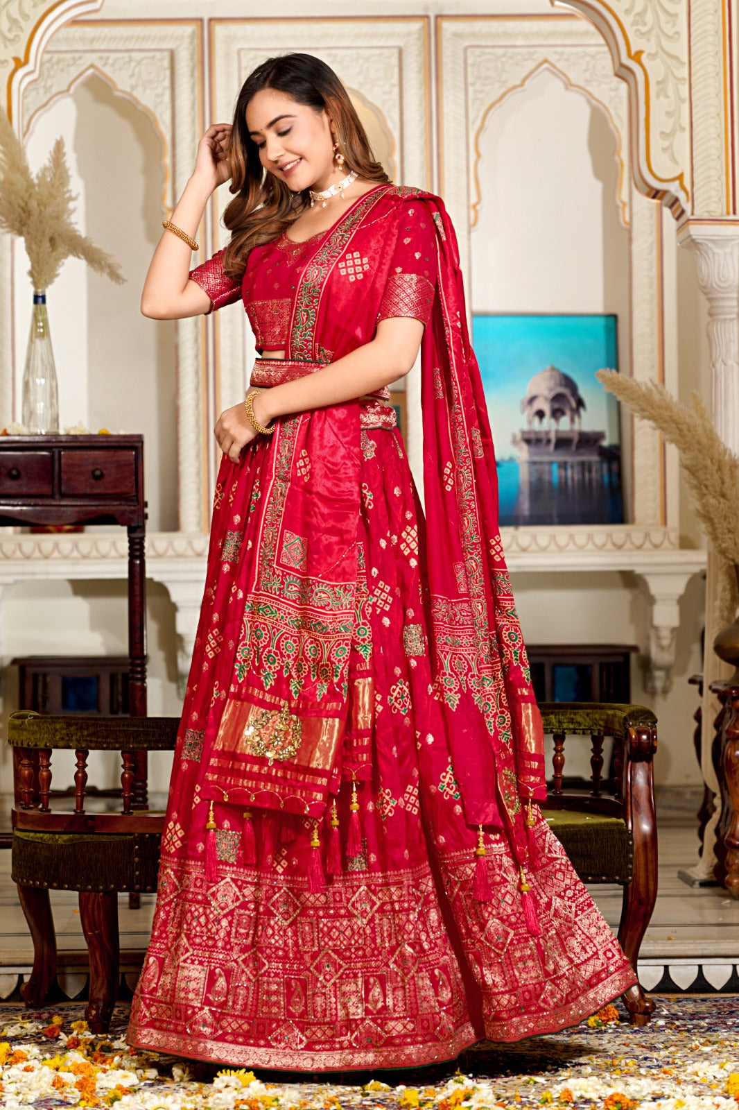 Pure ajarakh print lehnga  bridal chaniya choli