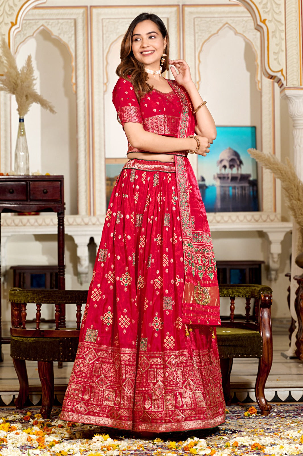 Pure ajarakh print lehnga  bridal chaniya choli