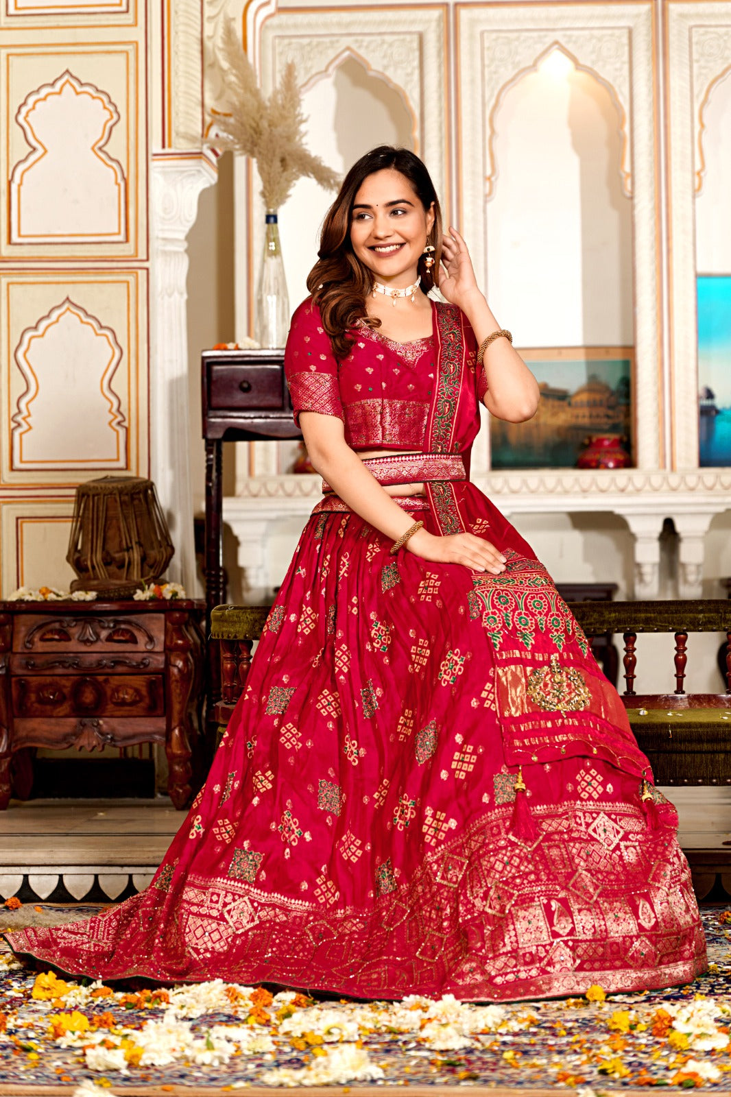 Pure ajarakh print lehnga  bridal chaniya choli