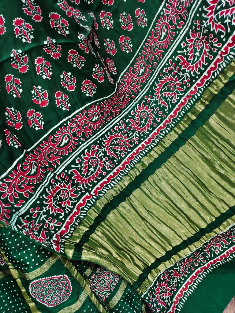 Ajrakh Print Designer Saree - Dharti Bandhani