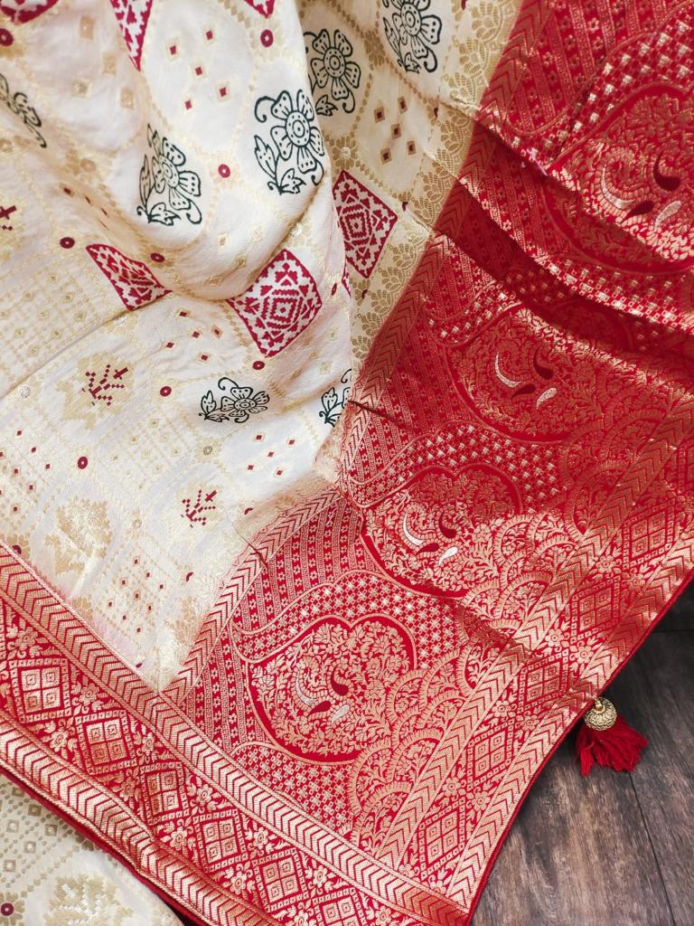 Ajrakh Print Dola Designer Saree - Dharti Bandhani