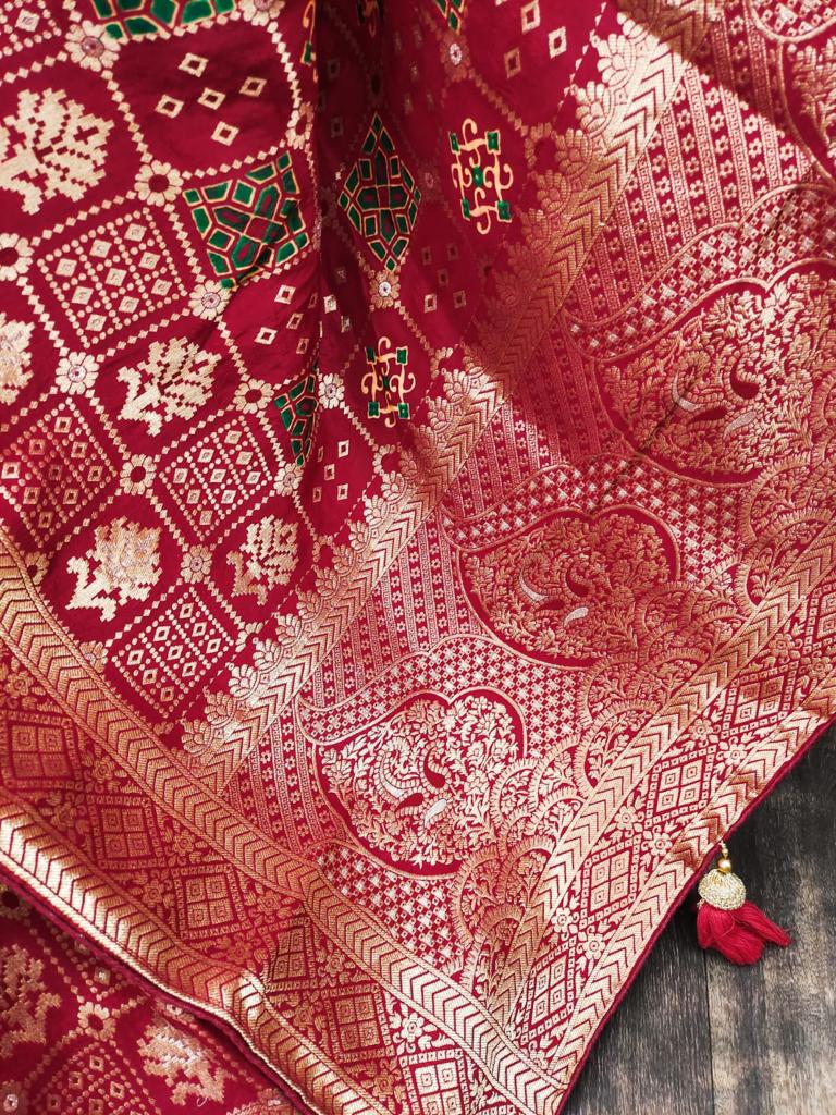 Ajrakh Print Dola Designer Saree - Dharti Bandhani