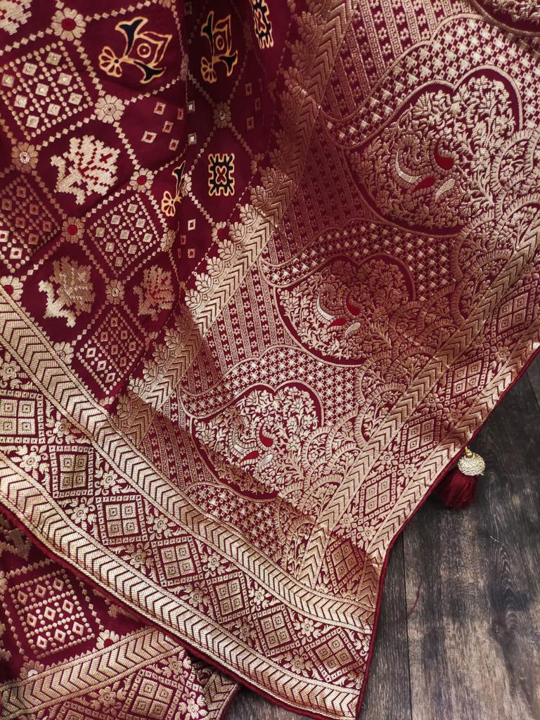 Ajrakh Print Dola Designer Saree - Dharti Bandhani