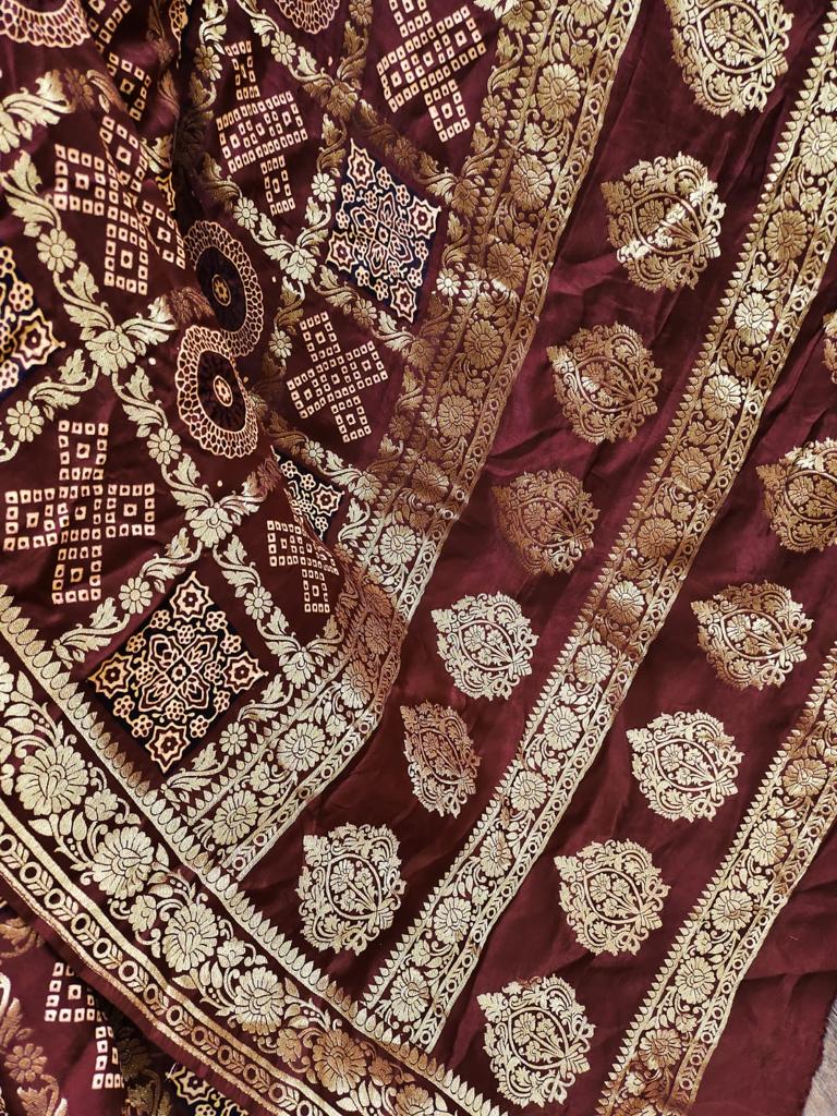 Ajrakh Print Designer Saree - Dharti Bandhani