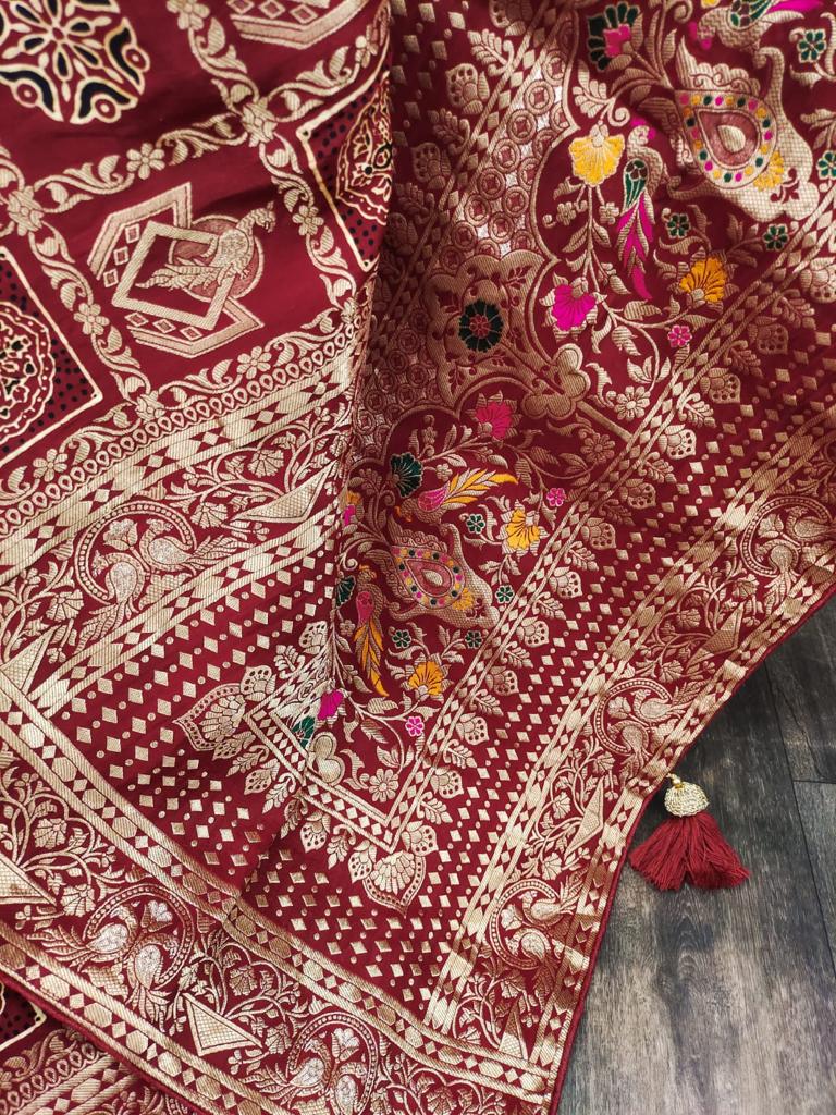 Ajrakh Print Dola Designer Saree - Dharti Bandhani