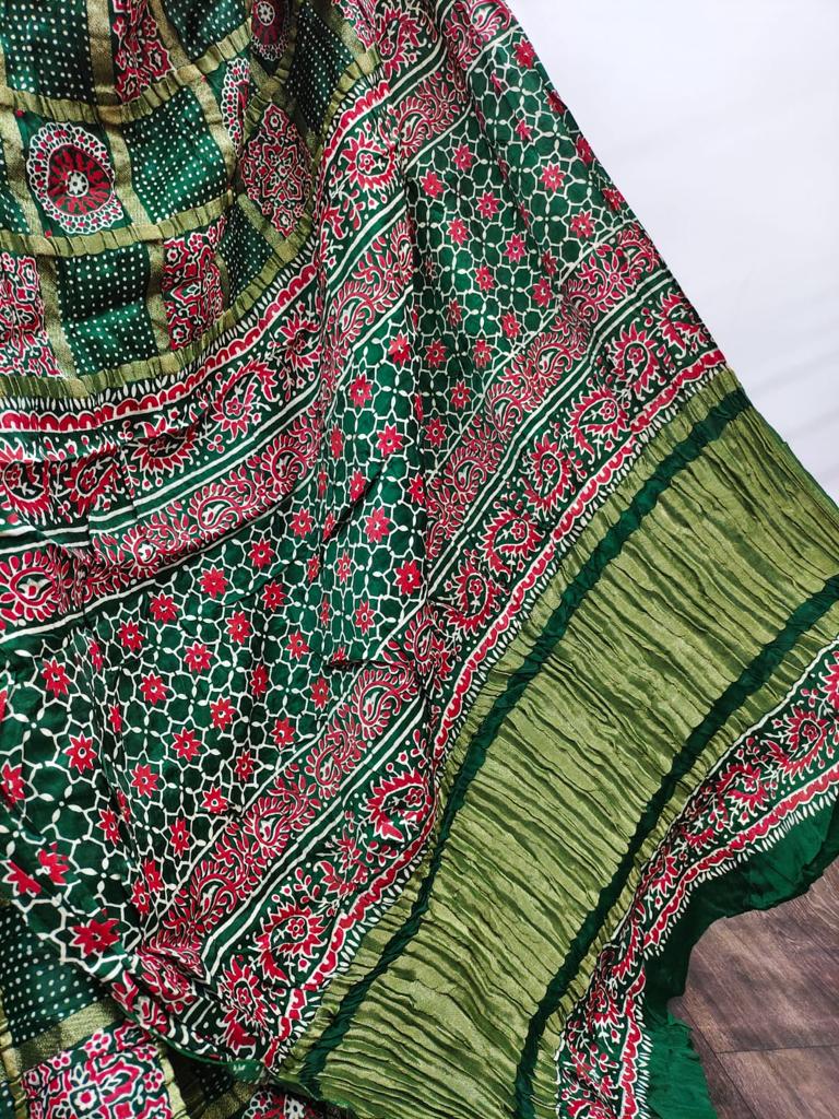 Ajrakh Print Designer Saree - Dharti Bandhani