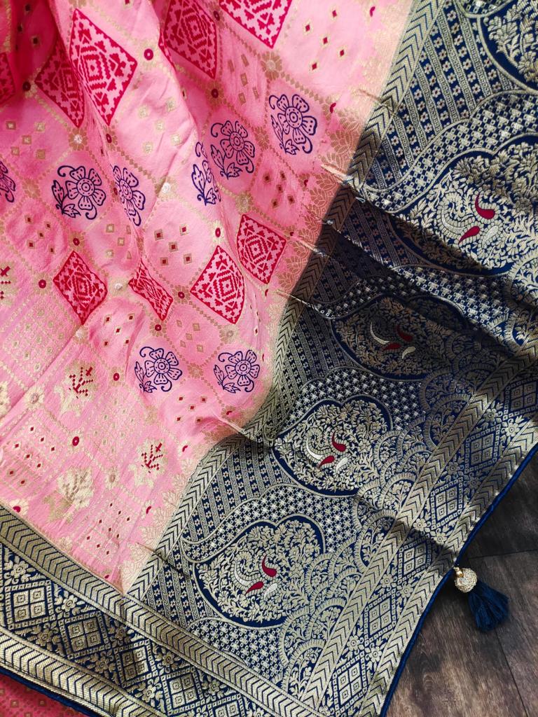 Ajrakh Print Dola Designer Saree - Dharti Bandhani