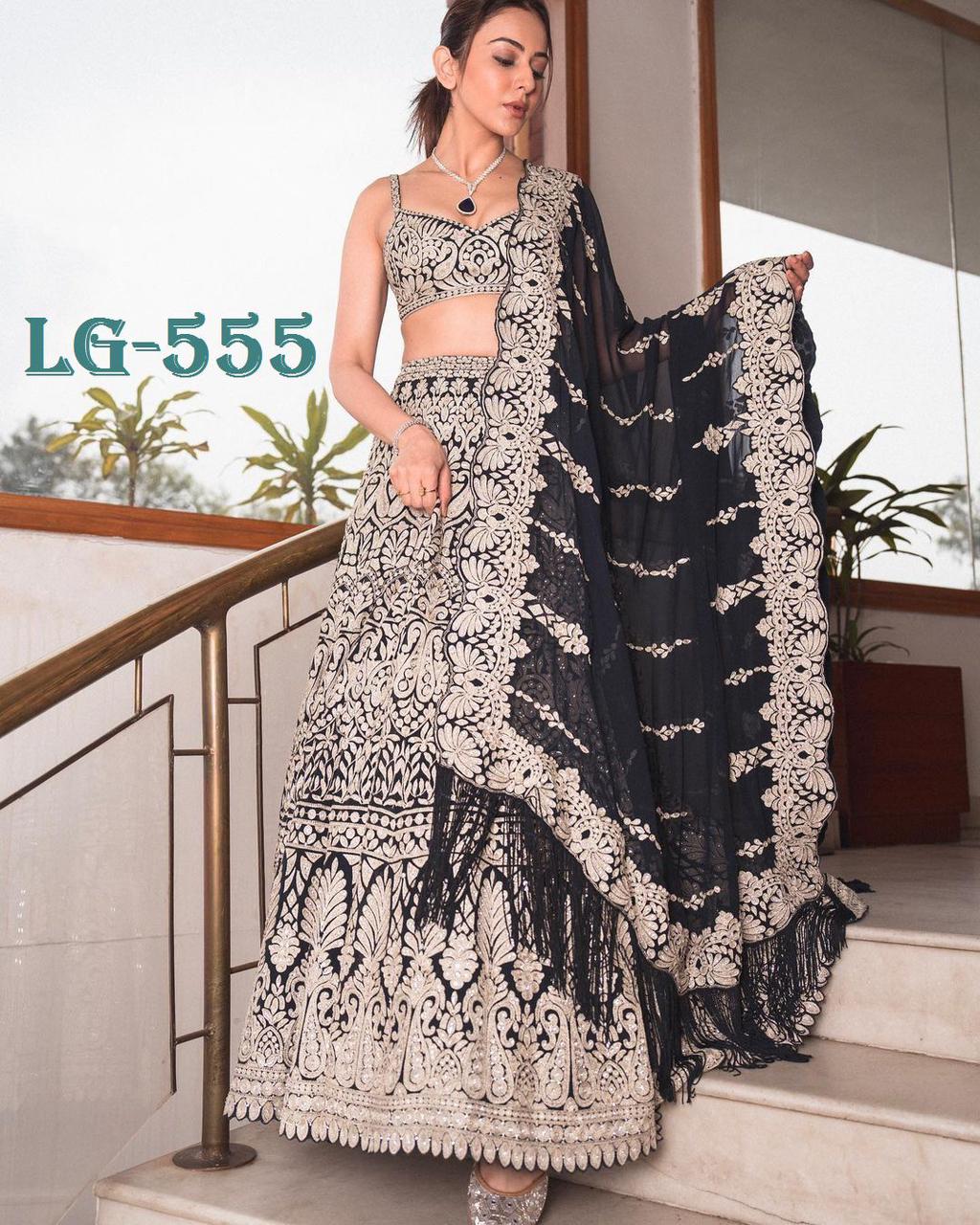 New Beutique Styles Perfect Black Bridal Sequance  Work Lehenga Choli