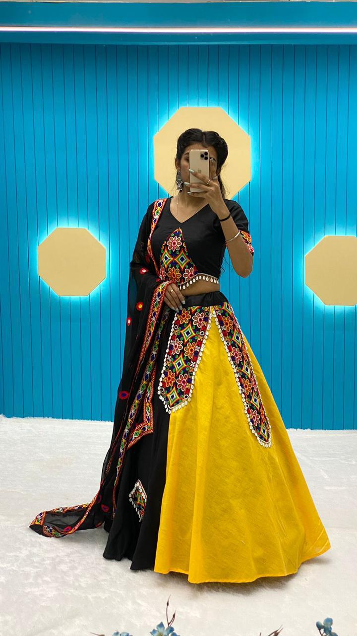 Navratri Special Garba Night Chaniya choli for garba ready to wear traditional cotton embroidered gujarati lehenga choli for women or girls