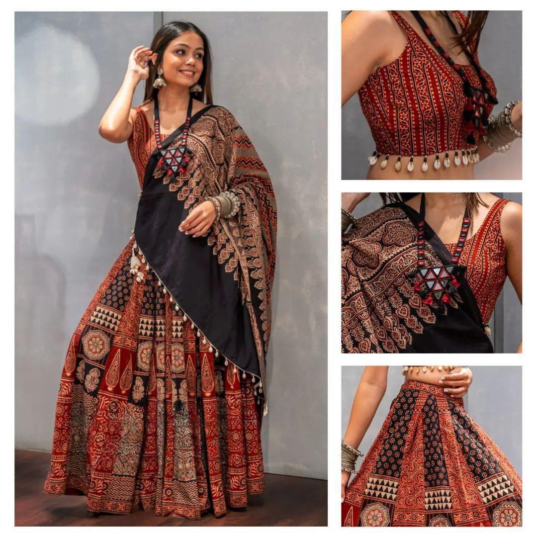 Navaratri rock With This Printed End Kodi  Lace Lehenga CholWith Dupatta